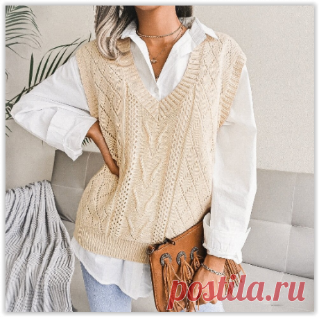 Стильные безрукавки спицами - модели из магазинов и ручные работы!