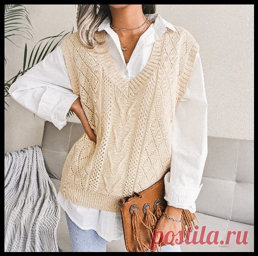 Стильные безрукавки спицами - модели из магазинов и ручные работы!