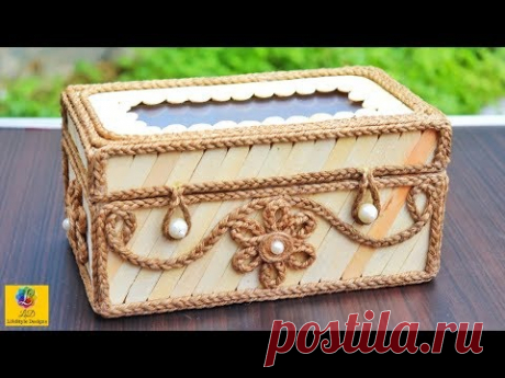 Multipurpose Storage Box  | DIY Organizer From Jute Rope and Popsicle Sticks | Jute Craft Idea