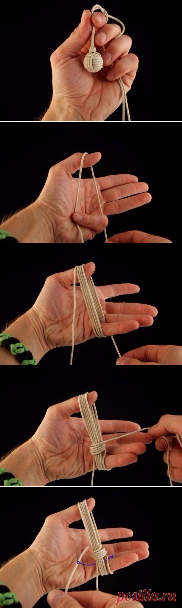 Плетение декоративного узла «Обезьяний Кулак»