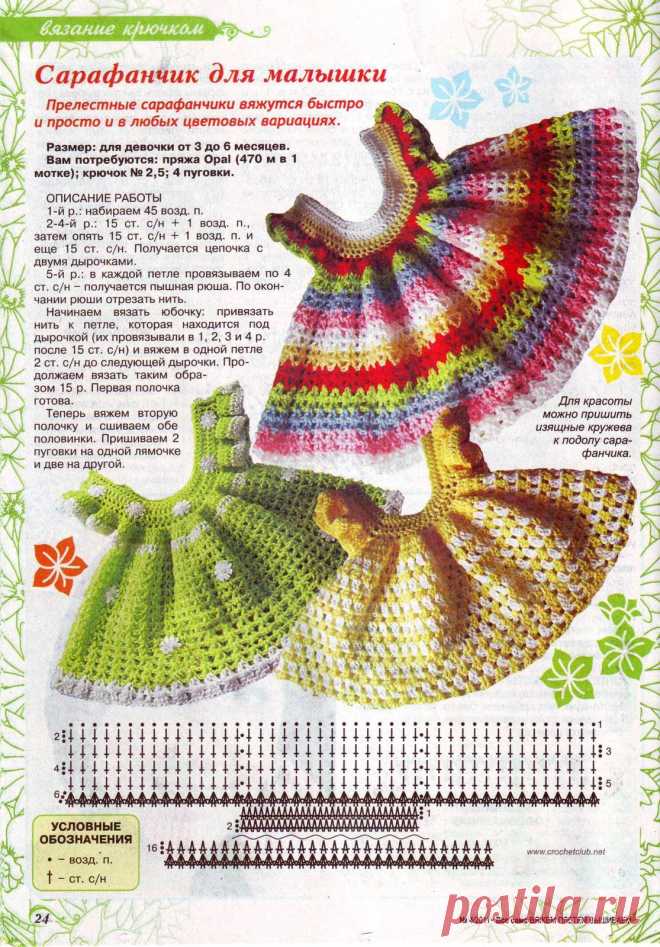 САРАФАНЧИК ДЛЯ МАЛЫШКИ ВЯЗАНЫЙ КРЮЧКОМ.