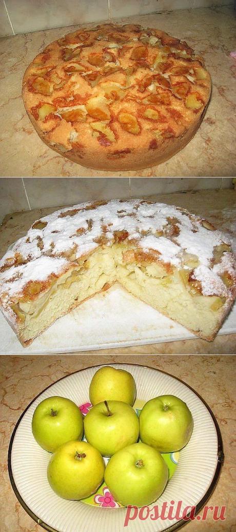 ШАРЛОТКА КЛАССИЧЕСКАЯ **В смаз/форму: яблоки 6шт -дольки. *Тесто: яицо 5шт, сахар 1ст - взбей миксером, введи муку 1.5ст, ванилин - взбей, и вылей на яблоки. *В нагр/духовку на 30-40мин. *Декор-посыпка: сах/пудра. *Пушистый бисквит и ароматная, кисленькая, сочная шапочка!
