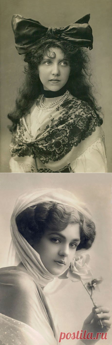 Женская красота 100 лет назад. Ретро открытки 1900-1910 годов