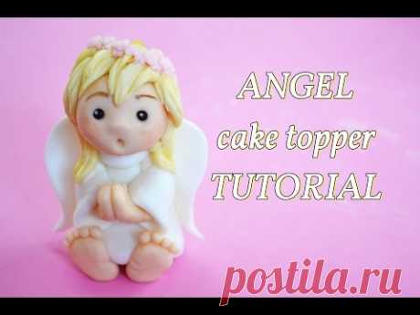simple angel baptism cake topper - angelo in pasta di zucchero per torta battesimo