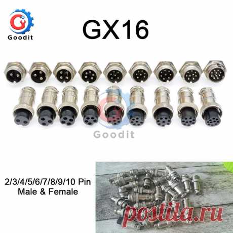 1 компл. GX16 XLR 16 мм 2 3 4 5 6 7 8 9 10 Pin гнездовой штекер мужской шасси Монтажная розетка авиационный разъем высокое качество - AliExpress