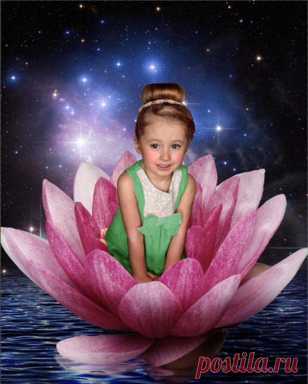 PhotoshopSunduchok - Коллаж в фотошопе. Дюймовочка в цветке. Часть 1