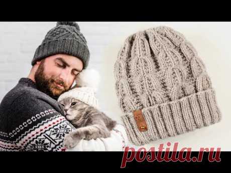 МУЖСКАЯ ШАПКА на осень зиму спицами / Mens autumn winter hat DIY - YouTube