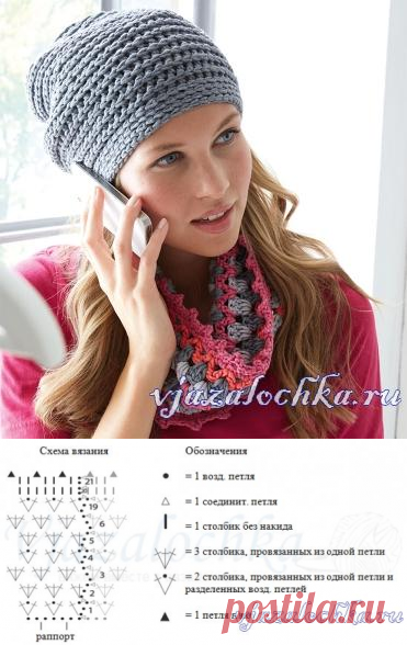 Вязаный комплект: шапочка и шарф крючком