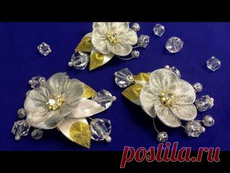 "Ice" ribbon clip/Сlip de "hielo"/"Ледяная" заколка