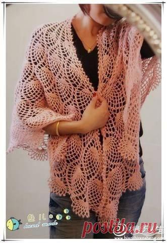Шаль крючком для любителей ананасовых узоров
