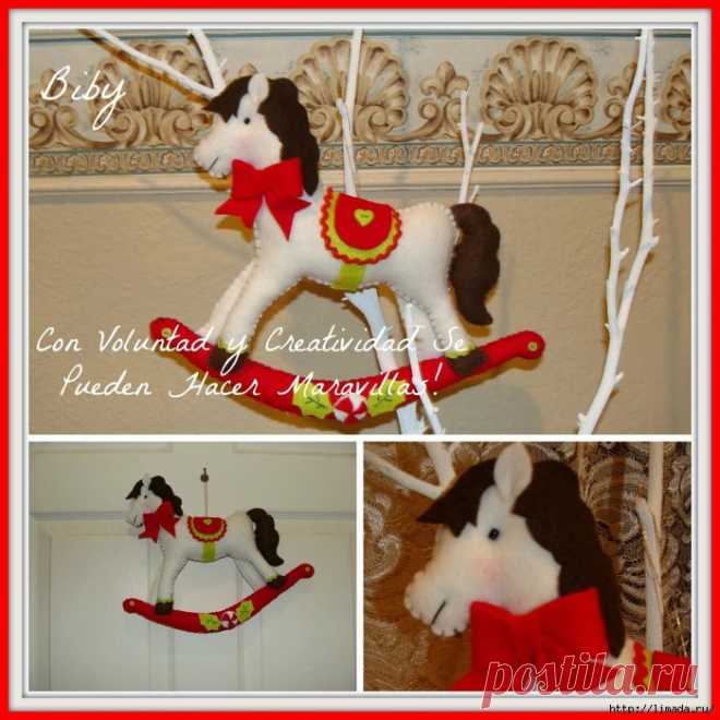 Лошадка новогодняя из фетра.