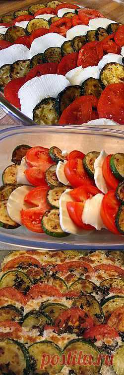 Рецепт: Запеченные цукини с помидорами и моцареллой - все рецепты России