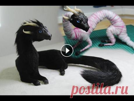 Игрушка в смешанной технике: Монохромный дракон Я безумно люблю драконов , а еще люблю хорьков ) Если соединить эти два вида , можно случайно сойти с ума от переизбытка милоты :D В этом видео вы мож...