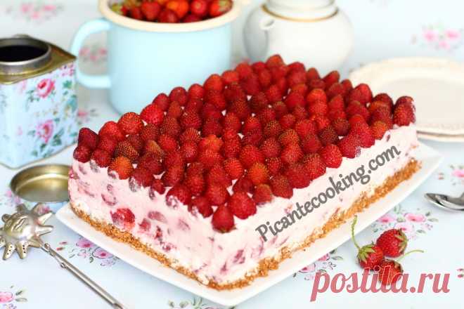 Полуничний сирник без випікання | Picantecooking