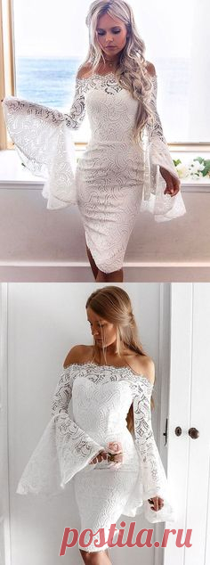 off the shoulder tea length semi formal dresses for teens, cute bell sleeves short homecoming dresses, short tight dress for prom