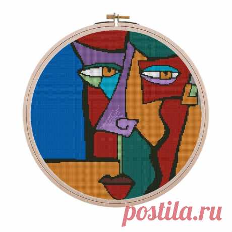 Abstract Cross Stitch People Pattern Abstract Embroidery Hoop | Etsy