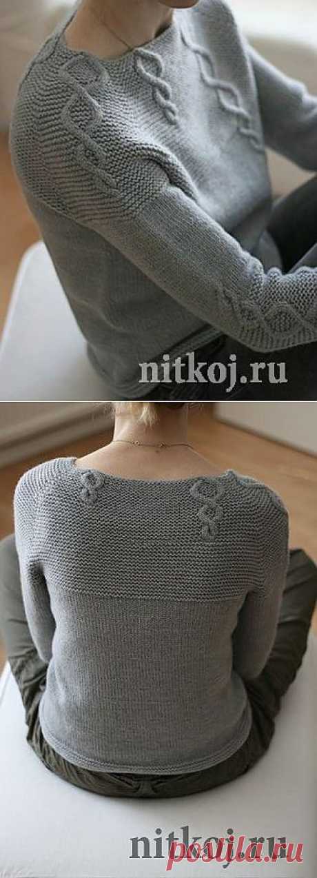 Вязаный джемпер сверху регланом » Ниткой - вязаные вещи для вашего дома, вязание крючком, вязание спицами, схемы вязания