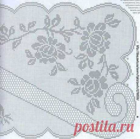 Блог &quot;tgkh&quot;. Небольшая прямоугольная скатерть вязаная крючком (диагональной симметрии с филейной сеткой по диагонали), Блог пользователя tgkh