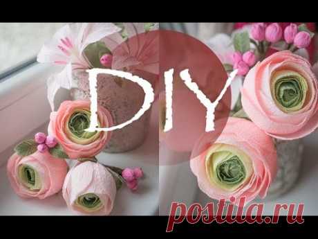 Ранункулюсы из гофрированной бумаги, цветы из бумаги DIY Tsvoric