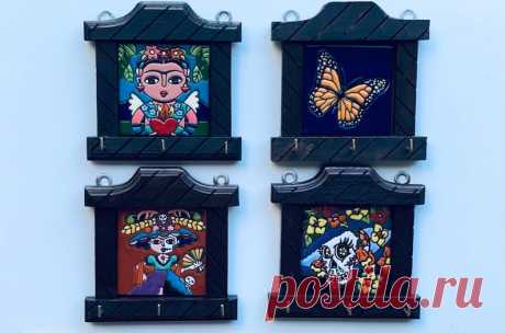 Porta llaves decorativo, estante para llaves, colgador de llaves, azulejo cerámico, Talavera, hecho a mano, decoración del hogar, azulejo de 4x4 - Etsy Chile