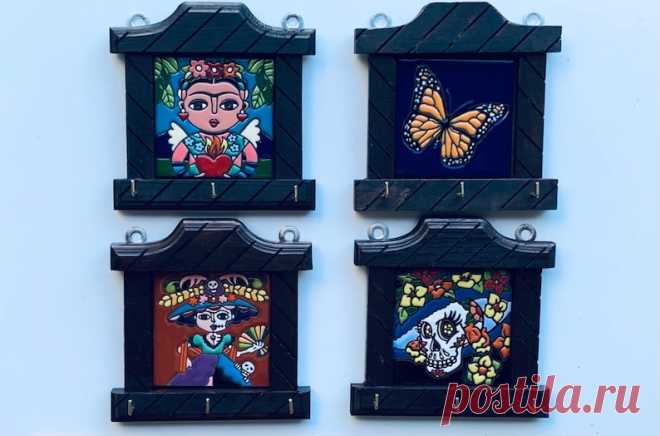 Porta llaves decorativo, estante para llaves, colgador de llaves, azulejo cerámico, Talavera, hecho a mano, decoración del hogar, azulejo de 4x4 - Etsy Chile