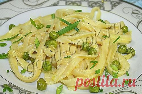 Хорошая кухня - спагетти с зеленым горошком. Кулинарная книга рецептов. Салаты, выпечка.