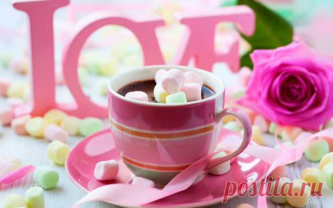 Скачать обои цветы, cup, лента, чашка, ribbon, любовь, розы, chocolate, горячий шоколад, hot, flower, love, rose, раздел еда в разрешении 1280x800