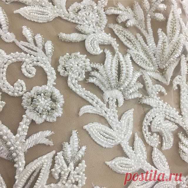 Heavy but subtile detail of the beading on a custom designed lace bridal bodice #bridetobe #handembroidery #custommade #beaded #silk #threadwork #lace #beadedlace #wedding #weddingdress #madetoorder #handmade #luxury #craftsmanship #artisanal #fashion #bridal #couture #couturedress #oneofakind