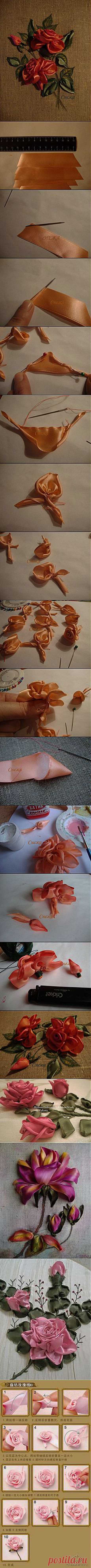ribbon roses | Ribbon Embroidery