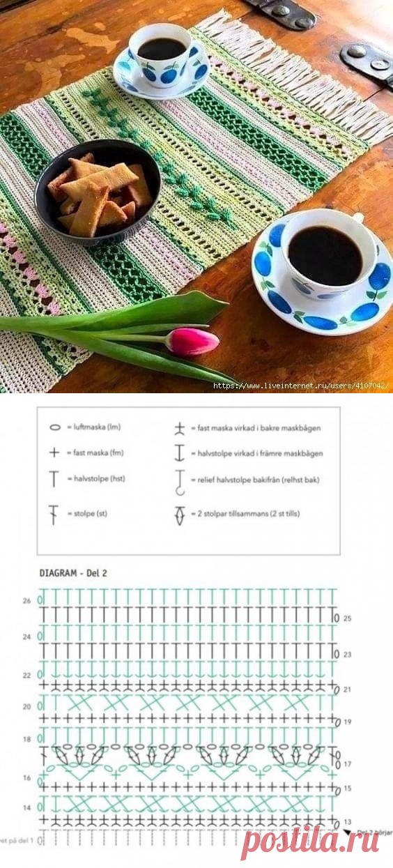 Cкатерть-дорожка для пикника, вяжем крючком