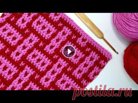 СУПЕР ИДЕЯ для вязания крючком. ПРОСТОЙ узор. Мозаичное вязание. Easy pattern for beginners. В этом видео для начинающих я подробно показываю как связать узор крючком в мозаичной технике без обрыва нити в конце ряда, который подойдет не только...