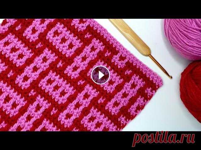 СУПЕР ИДЕЯ для вязания крючком. ПРОСТОЙ узор. Мозаичное вязание. Easy pattern for beginners. В этом видео для начинающих я подробно показываю как связать узор крючком в мозаичной технике без обрыва нити в конце ряда, который подойдет не только...