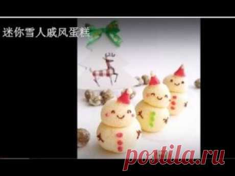 迷你雪人戚风蛋糕 Mini Snowman Chiffon Cake