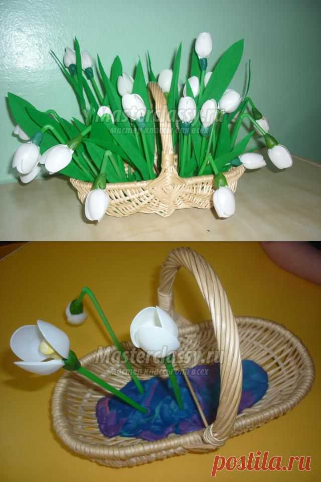 Подснежники из пластмассовых ложек. Мастер-класс с пошаговыми фото