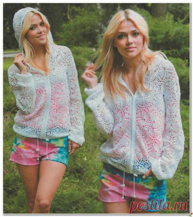 ВЯЖЕМ КРЮЧКОМ АЖУРНУЮ КУРТКУ.