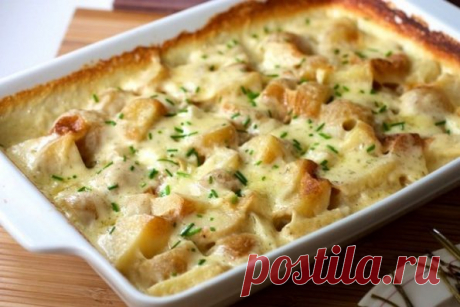 Гратен из картофеля с грибами и курицей — рецепт