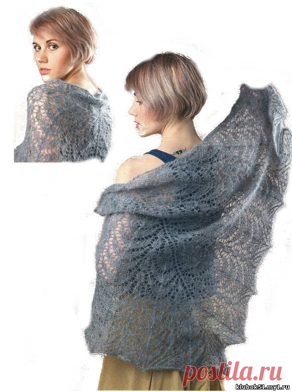 058 Серая шаль из мохера вязание спицами - Пончо,шали и палантины - Вязание для женщин - Каталог статей - Энциклопедия вязания