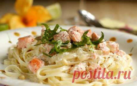 Паста с горбушей и сливочно-имбирным соусом — Вкусные рецепты