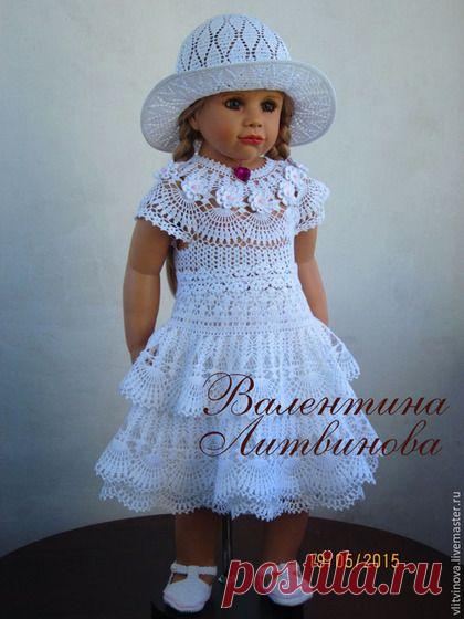 Купить Платьице "Маленькая леди" и шляпка. - белый, орнамент, Платье нарядное, платье для девочки