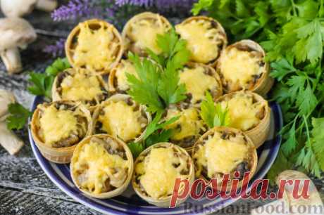 Рецепт: Тарталетки с курицей, грибами и сыром на RussianFood.com