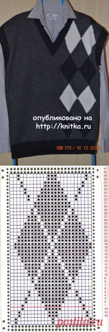 Мужской жилет. Работа Анастасии Поповой, Вязание для мужчин
