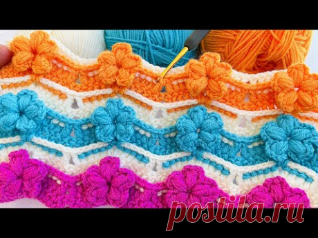 👍 Отличная 👌🏻3D модель для вязания с цветочками, которую можно использовать где угодно /плед крючком
