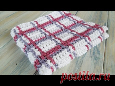 (Crochet) How To - Crochet Tartan Plaid Wash Cloths