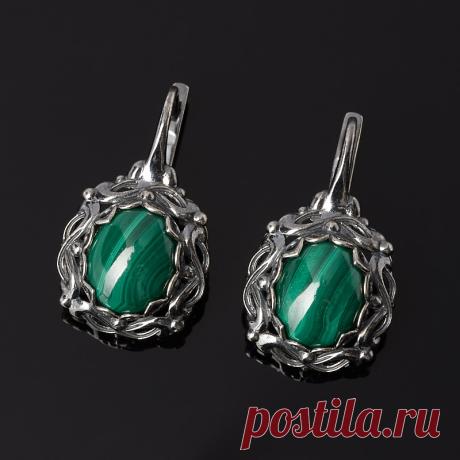Купить Серьги малахит Конго (серебро 925 пр. родир. черн.) Доставка по всему миру! Заходи и покупай сейчас! | Интернет-магазин Минерал Маркет - 334616
