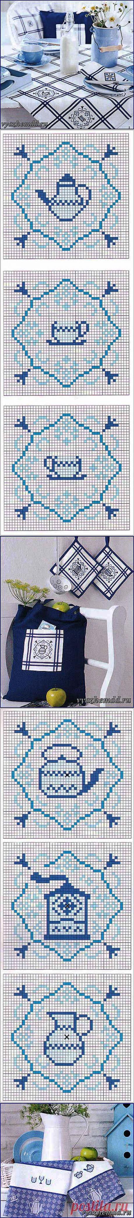 Вышивка крестом салфетки, скатерти и другого кухонного текстиля | Милые мелочи