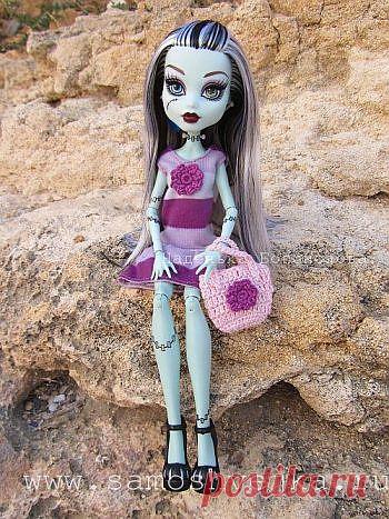 Платье и вязаная крючком сумочка для куклы Монстер Хай Monster High | Самошвейка - сайт для любителей шитья и рукоделия