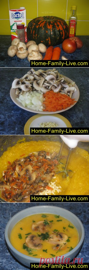 Суп пюре из тыквы с грибами.