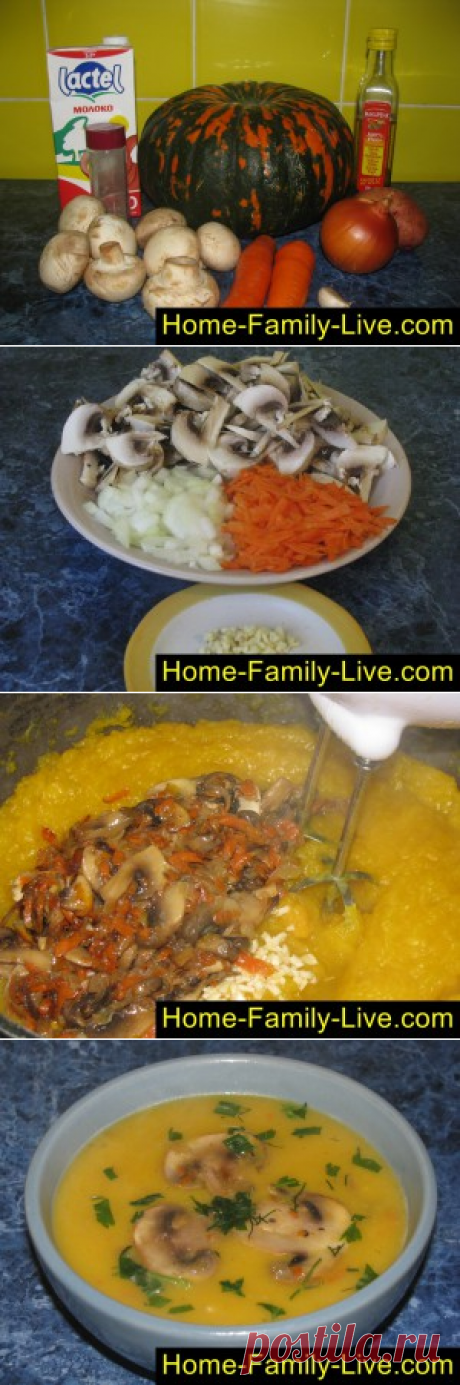 Суп пюре из тыквы с грибами.