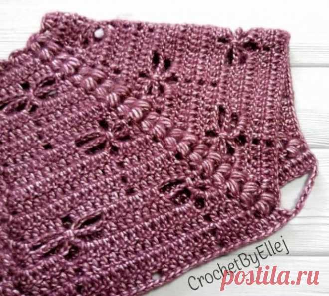 Круглая кокетка крючком со стрекозами