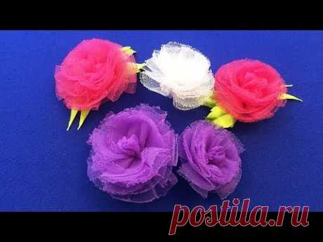 DIY tulle flowers/Flor de tul/Цветок из фатина